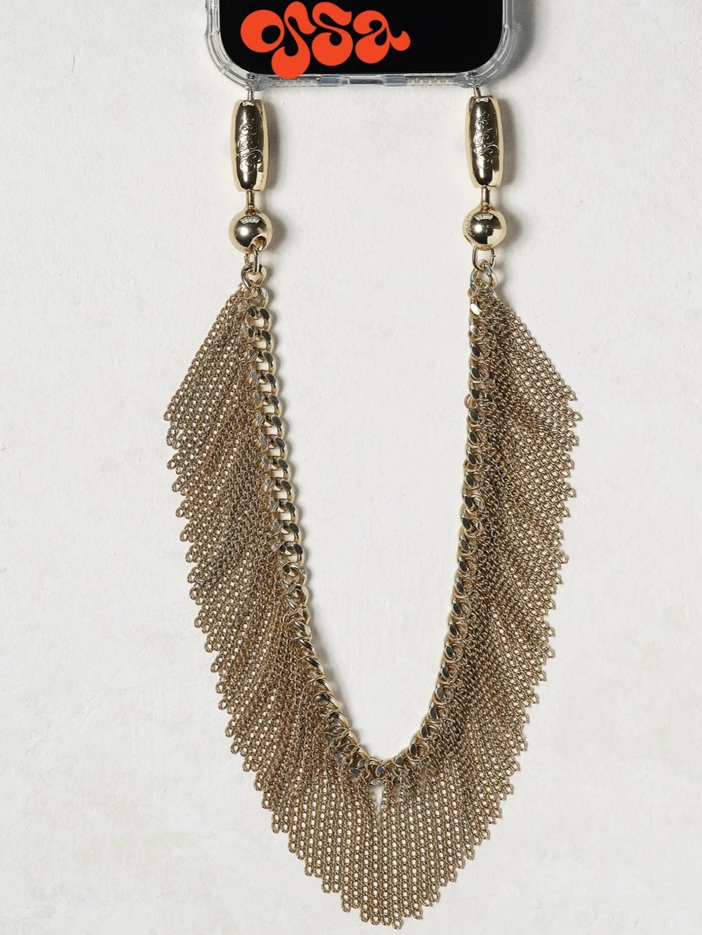 OSSA Gold Layered Fringe Phone Chain & Case  - IPhone 15 Pro Max